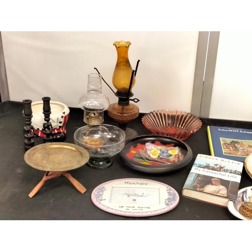 101 - Quantity of Mixed Items to include Native Art Candlesticks, Lilliput Lane Collectors Book, Kennel Pa... 