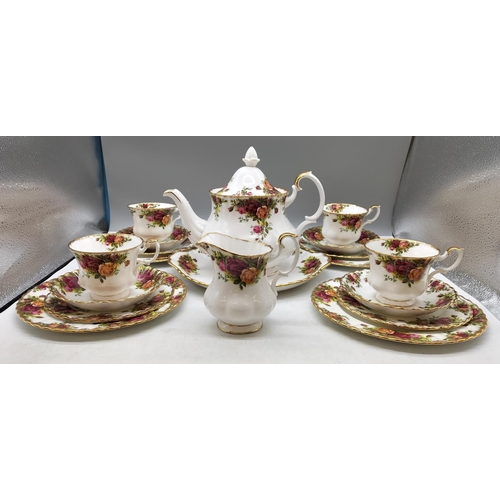 12 - Royal Albert 19 Piece Part Tea Set in the 'Old Country Roses' Pattern. Seconds Quality. Small nick t... 