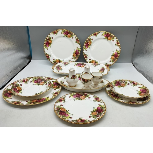 15 - Royal Albert 13 Pieces of Mixed Items to include Sandwich Plates, Dishes, Salt and Pepper, Egg Cups,... 