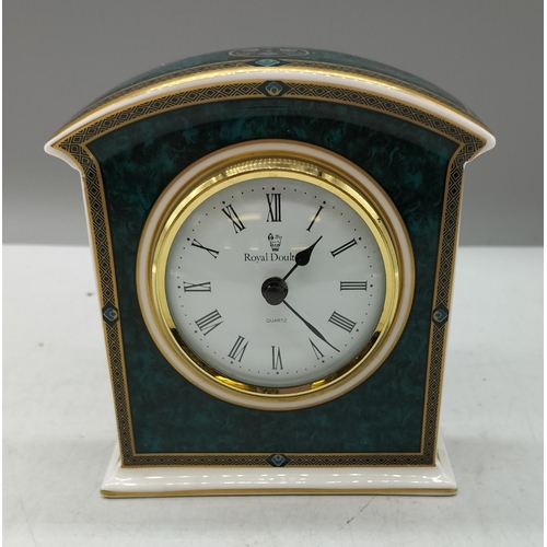 154 - Royal Doulton Mantle Clock in the 'Biltmore' Design. 11cm x 13cm.