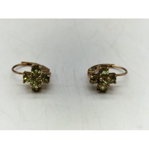 18 - 9ct Gold and Peridot Earrings. 1.76 Grams. All Gold and Stones Tested by Vendor.