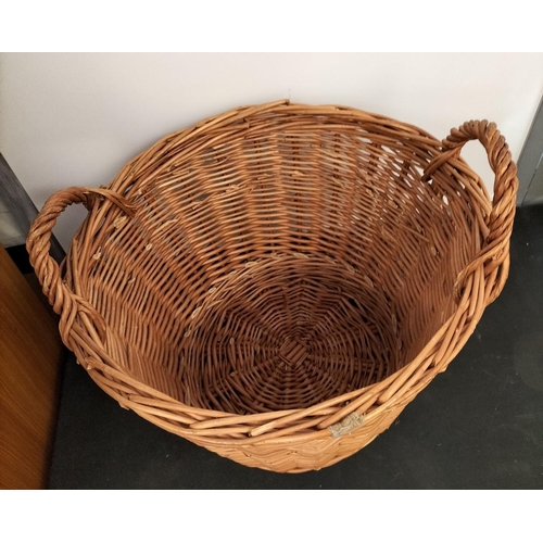 195 - Wicker Log Basket. 47cm x 47cm.