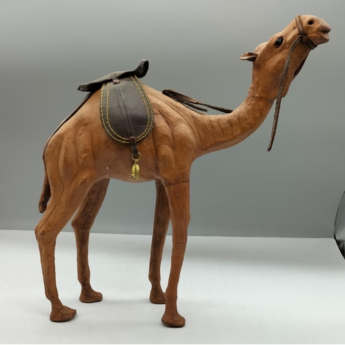 2 - Large Leather Camel Figure. 32cm x 34cm.