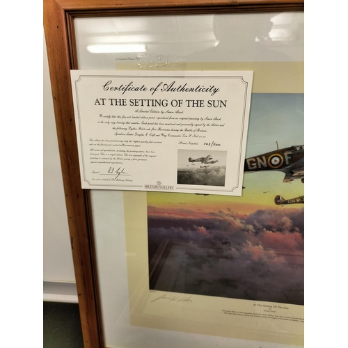 273 - 2 x WWII Plane Prints - Framed and Glazed Limited Edition 143/500 Print 'At the Setting of The Sun'.... 