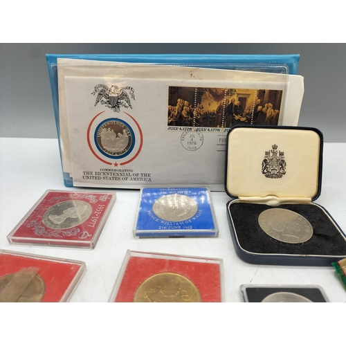 342 - Collection of Commemorative Coins plus Miniature Indian Dress Medal.