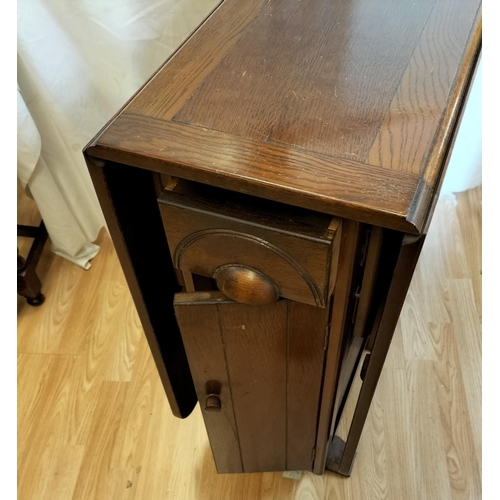 387 - 1930's Vintage Table ( 76cm High, 35cm x 92cm Closed) with Side Cupboard plus 2 Chairs. This Lot is ... 