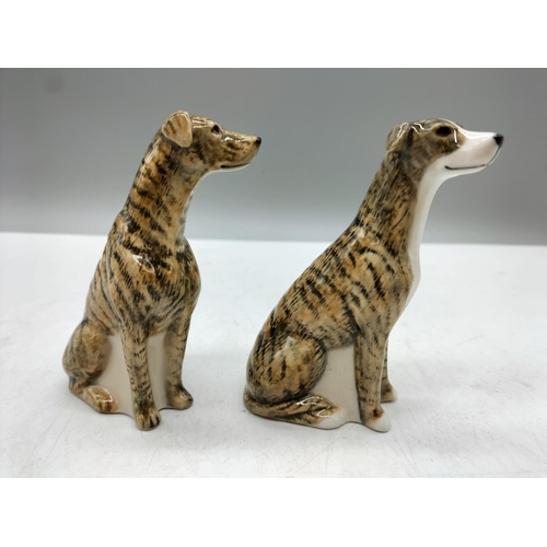 45 - Quail Pottery Figures of Lurchers (2). 10.5cm High.