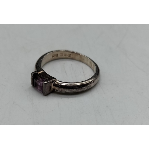 47 - 925 Silver and Amethyst Ring. Size P.