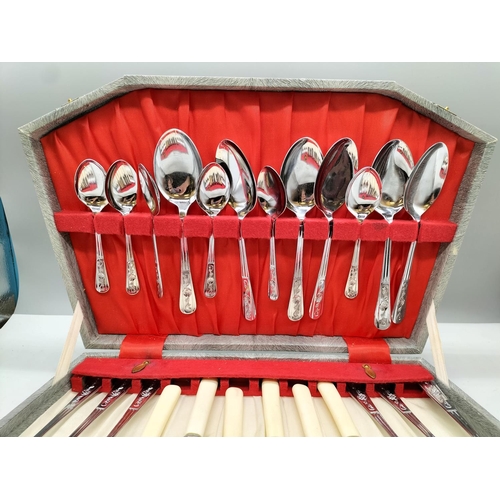 523 - Cased Sheffield Plated 24 Piece Cutlery Set.