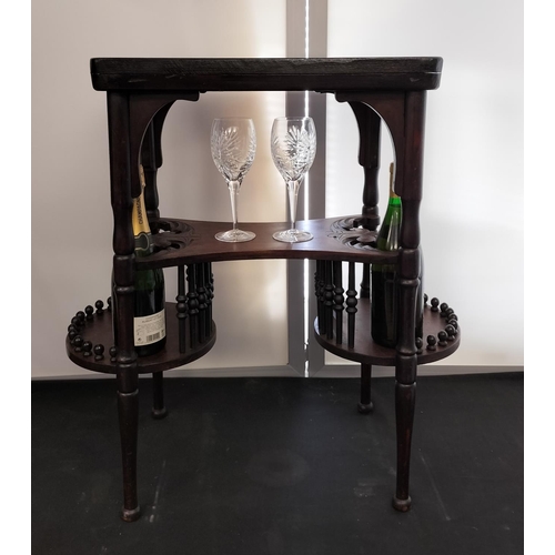 55 - Ornate Wooden Drinks/Bottle Table. 74cm High, 73cm x 34cm. Glasses and Bottles not Included. This Lo... 