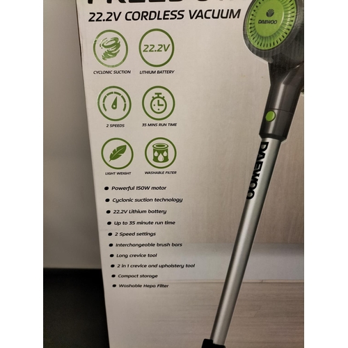 574 - Daewoo Cyclone Freedom 22.2v Cordless Vacuum. As New. Unused. Still in Packaging. Fully Working.