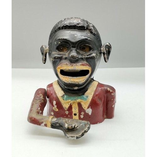 65 - Reproduction Black Boy Money Box with Mechanical Movement.