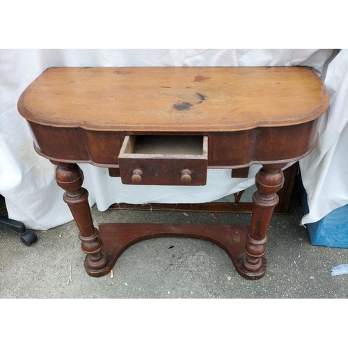 676 - Wooden Wall Standing Hall Table with Drawer. 65cm High, 43cm x 90cm. This Lot is Collection Only.