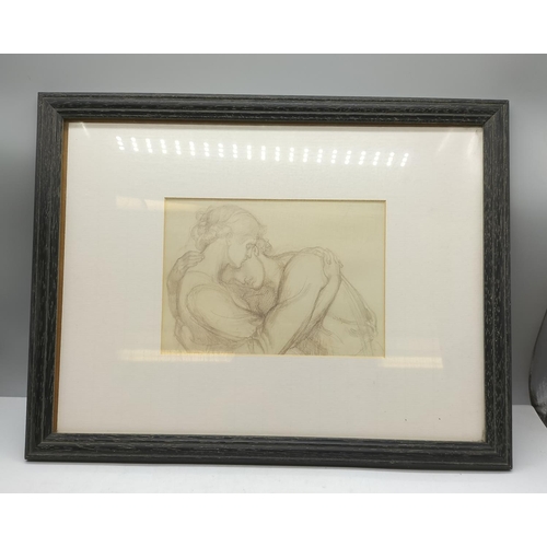 711 - Framed and Glazed Classical Style Print of a Man and Woman. 45cm x 35cm.