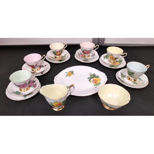 8 - Paragon Harry Wheatcroft Roses 21 Piece Tea Set in the 'Prelude' Pattern.