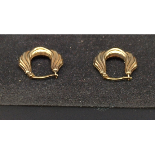 85 - 9ct 375 Gold Hoop Earrings 1.5 Grams.