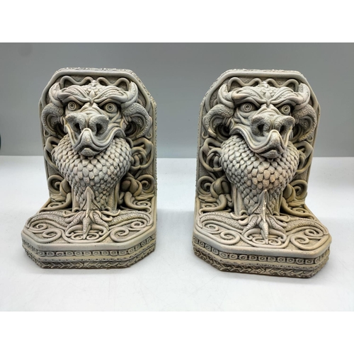 175 - Pair of Chinese Style Bookends. 14cm x 10cm x 12cm.