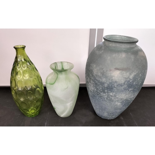 178 - Modern Large Glass Vases (3). Tallest being 42cm.