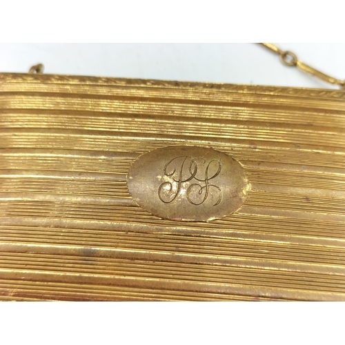 206 - Vintage Brass Ladies Purse with Chain Handle. 9cm x 6cm.