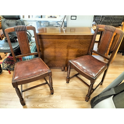 387 - 1930's Vintage Table ( 76cm High, 35cm x 92cm Closed) with Side Cupboard plus 2 Chairs. This Lot is ... 