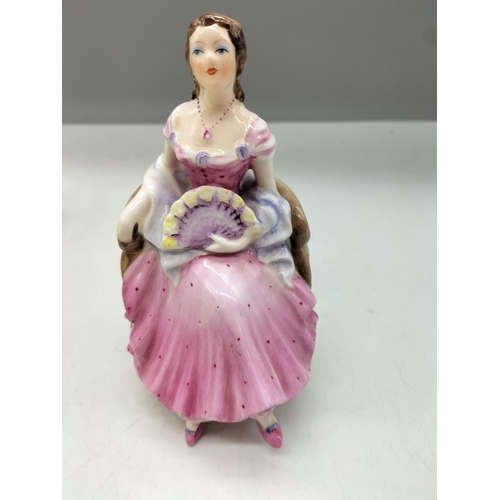 488 - Coalport13cm  Lady Figure 'Barbara' by Sydney Sanders plus Collectors Guide.