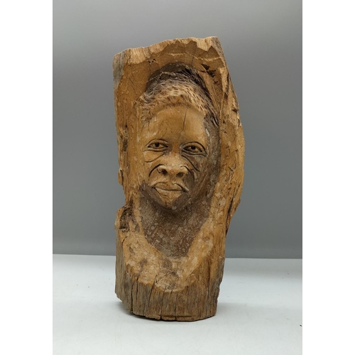 51 - Wooden African Carved Face. 30cm x 14cm.