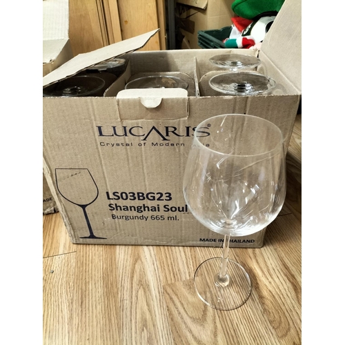 575 - 3 Boxes of Lucaris  Glasses - 6 x 250ml Champagne Glasses, 6 x 545ml Cabernet Glasses and 6 x 665ml ... 