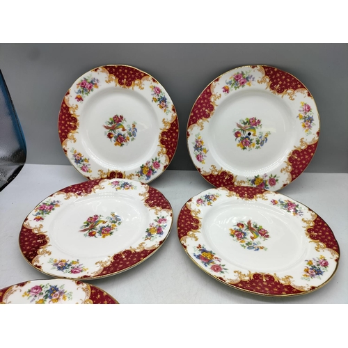 68 - Paragon Side Plates (5) and Cake Plate (1) in the 'Rockingham' Pattern. Seconds.