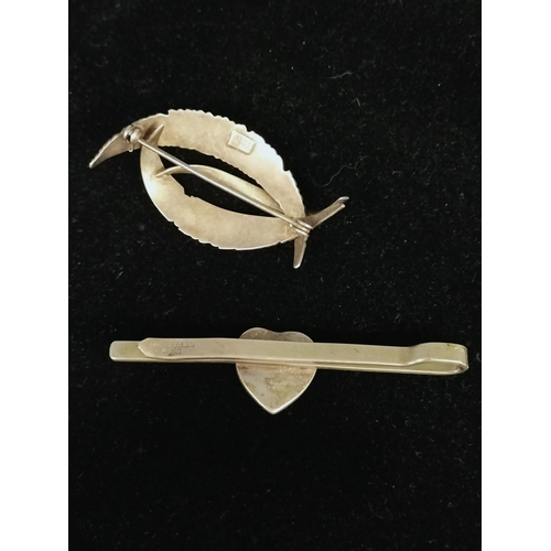 700 - 925 Silver Brooch and Tie Clip.