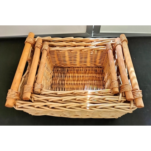 306 - Set of 3 Wicker Storage Baskets. Largest being 45cm x 36cm x 22cm.