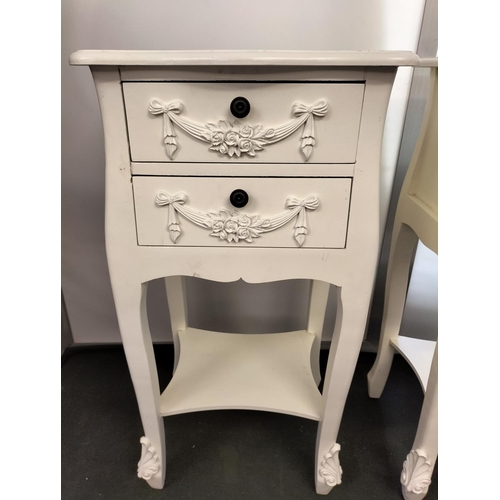 313 - White Bedside Drawers, 2 Drawer. (2). 29.5cm High, 37cm x 31cm. This Lot is Collection Only.