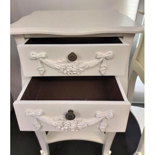 313 - White Bedside Drawers, 2 Drawer. (2). 29.5cm High, 37cm x 31cm. This Lot is Collection Only.