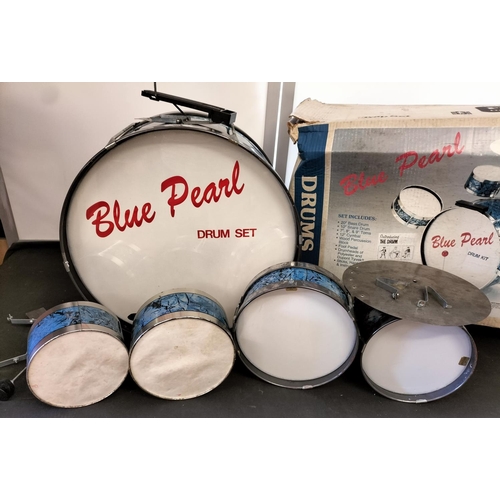 509 - Vintage Toys R Us 8000 Series Pearl Blue Drum Set. Made in USA 'Noble & Coolley'. No Drumsticks or I... 