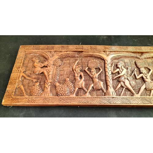 518 - Wooden Carved African Panel. 86.5cm x 30cm.