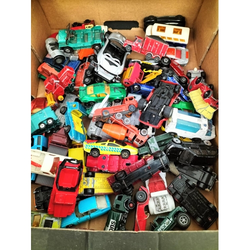 695 - 2 Boxes of Playworn Die-Cast Vehicles.