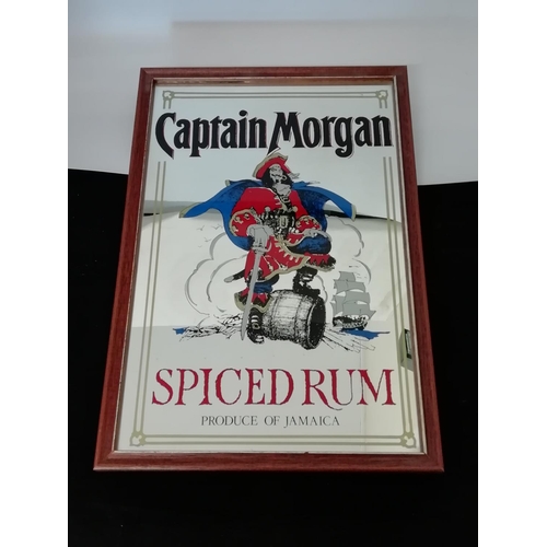 121 - Vintage 80s Pub Advertising Mirror 'Captain Morgan' 32cm x 22cm.