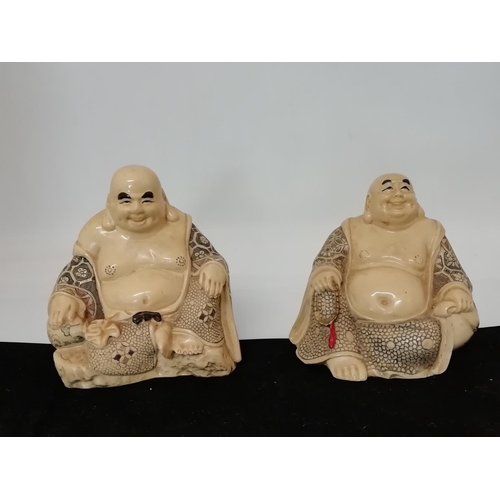 123 - Chinese Ivory Coloured Buddha Figures (2). 10cm High.