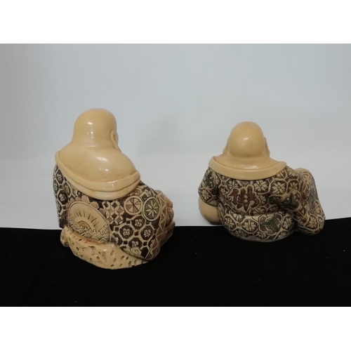 123 - Chinese Ivory Coloured Buddha Figures (2). 10cm High.