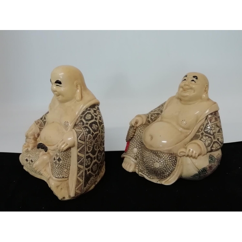 123 - Chinese Ivory Coloured Buddha Figures (2). 10cm High.