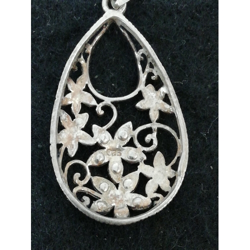 126 - 925 Silver Necklace, Pendant and Earring Set.