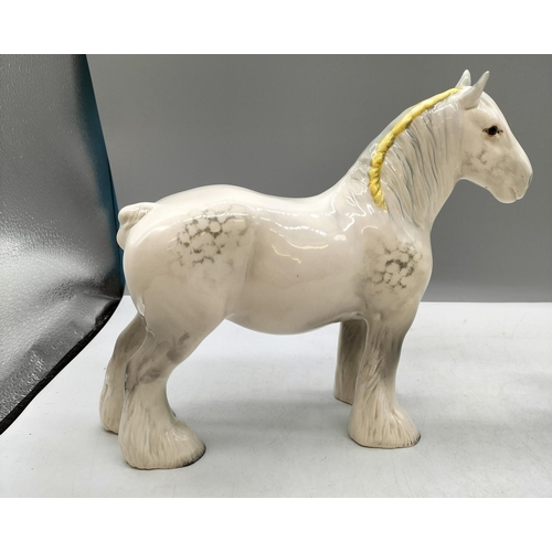 148 - Beswick Dapple Grey Shire Horse. Ear A/F. 25cm x 22cm.