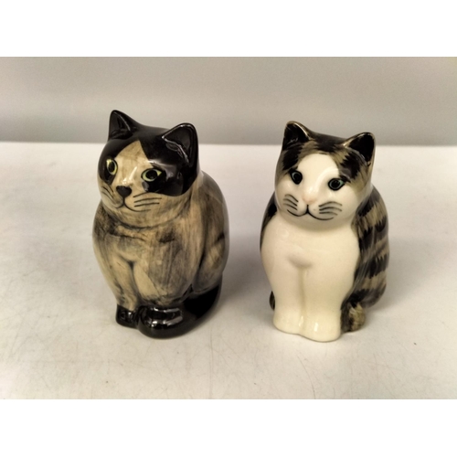 155 - Quail Pottery Pair of Cats - Charlie & Marnie. 7.5cm High.