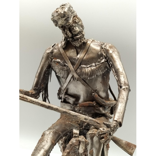 16 - Cast White Metal Figure 'The Kentuckian' by FJ Akers. 29cm High x 23cm.