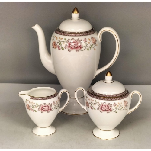 169 - Wedgwood Coffee Pot, Milk Jug and Sugar Bowl in the 'Melford' Pattern.