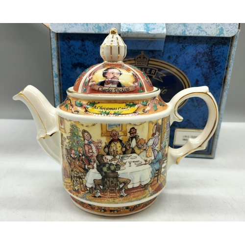 22 - Sadler 'Charles Dickens - A Christmas Carol' Teapot. Boxed. 20cm x 17cm.