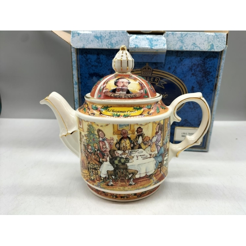 22 - Sadler 'Charles Dickens - A Christmas Carol' Teapot. Boxed. 20cm x 17cm.