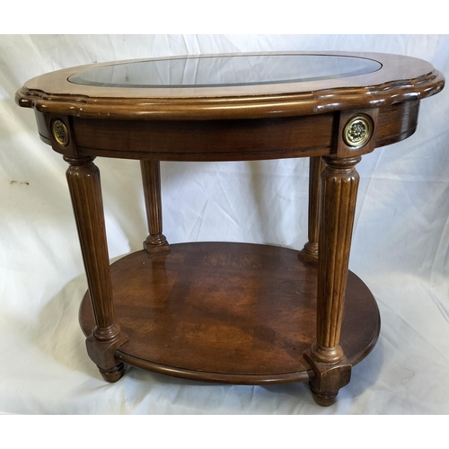 231 - Bevel Glass Topped Mahogany Coffee Table. 54cm High, 70cm x 58cm. This Lot is Collection Only.