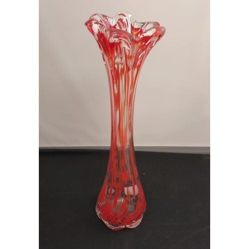 244 - Murano Orange and Clear 50cm Vase.