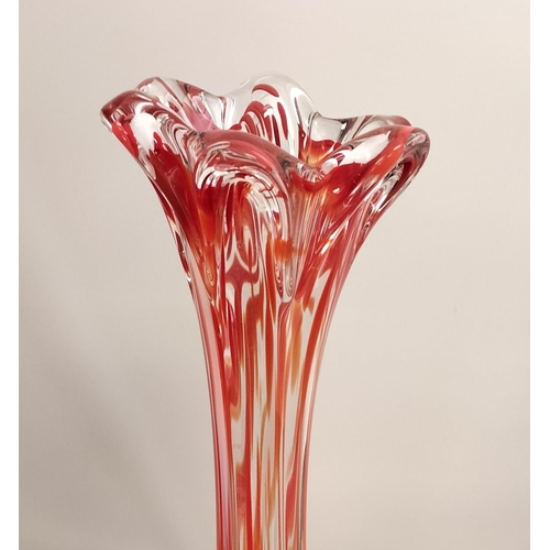 244 - Murano Orange and Clear 50cm Vase.