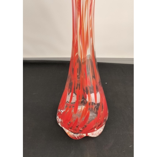 244 - Murano Orange and Clear 50cm Vase.